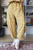Patrick Plaid Brushed Cotton Barrel Pant Soft Ochre